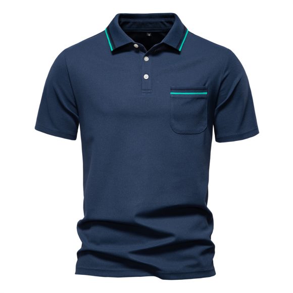 Short-sleeved Polo Shirt Striped Lapel Business Casual Top Men - Image 7