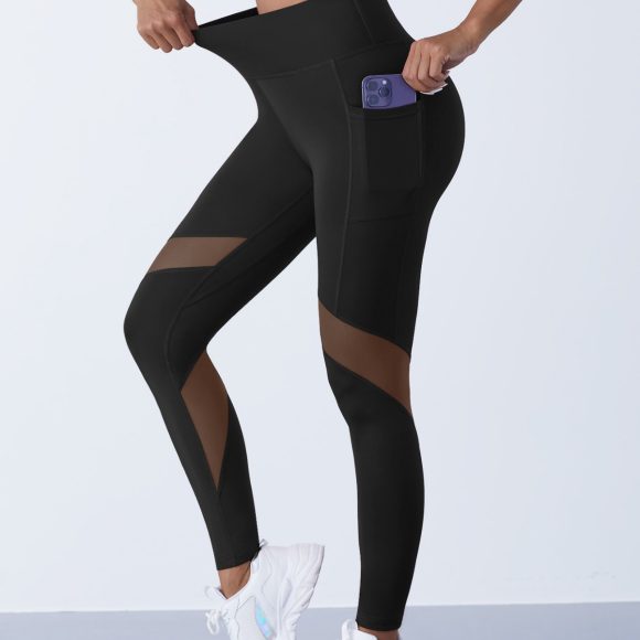 Mesh Stitching Yoga Cropped Sports Leggings - Image 4