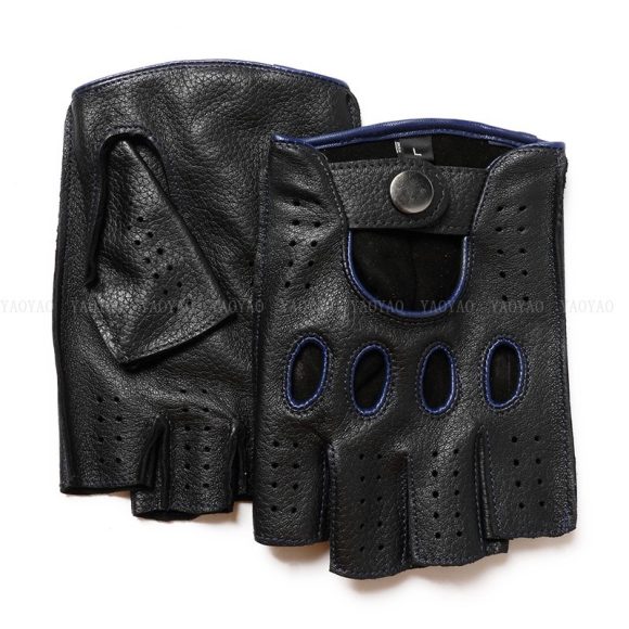 Riding Outdoor Leather Half Finger Sheepskin Gloves - Image 9