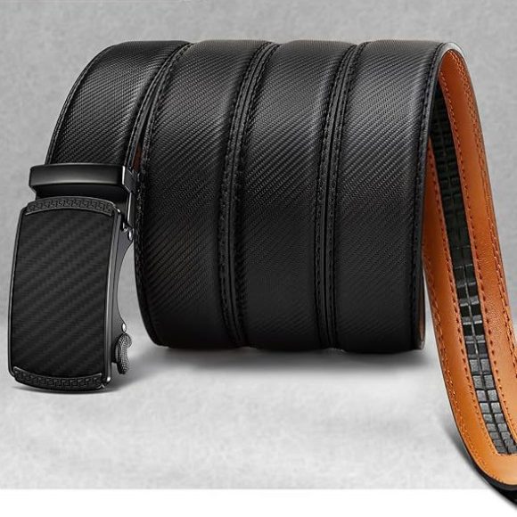 Men's Leather Belt Versatile Cowhide Automatic Buckle - Image 3