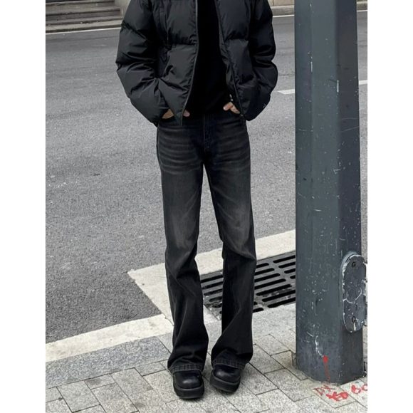 American High Street Retro Black Straight Skinny Jeans For Men - Image 4