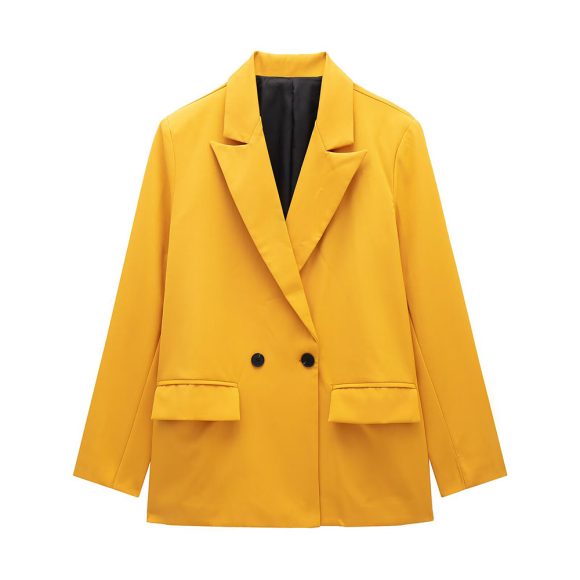 Women's Multi-color Commuter Loose Design Double-breasted Jacket - Image 3