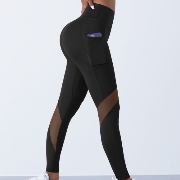 Mesh Stitching Yoga Cropped Sports Leggings - Image 2