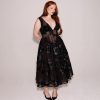 Black Deep V-neck Mesh A- Line High-end Evening Dress