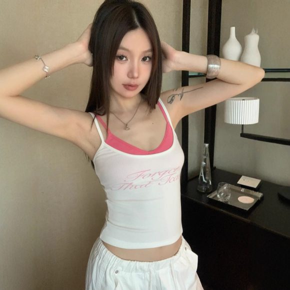 Retro Hot Girl Padded Strap Vest Women's Summer Top - Image 3
