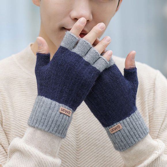 Men's Warm Thickened Knitting Half Finger Gloves - Image 7