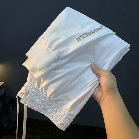 White Ice Silk Embroidery Ultra-thin Cool Feeling Ankle-length Sports Pants - Image 8