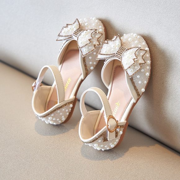 Summer Girls Pearl Bow Princess Shallow Mouth Pumps - Image 6