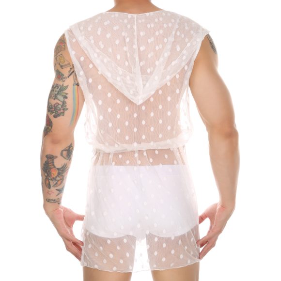 Men's Transparent Fashion Lace Mesh Bathrobe - Image 7