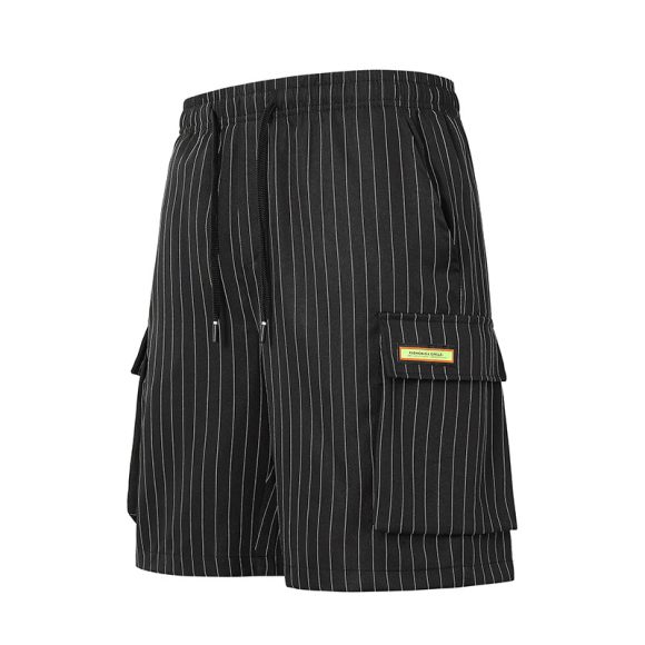 Chinese Style Summer Striped Casual Shorts Men's Loose Straight Beach Pants Shorts - Image 2