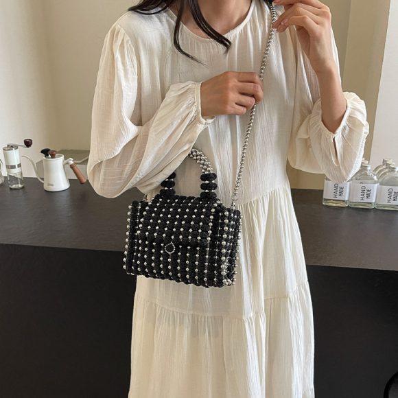 Dinner Dress Portable Beaded Weave Pearl Bag - Image 6