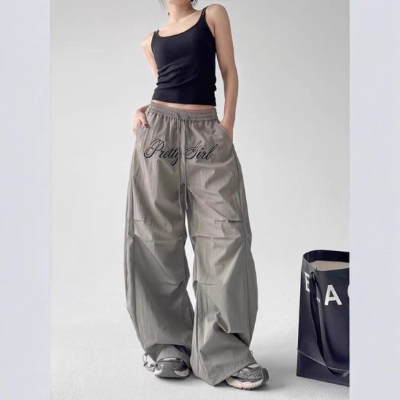 Men's And Women's Letter Embroidery Retro Paratrooper Pants - Image 3