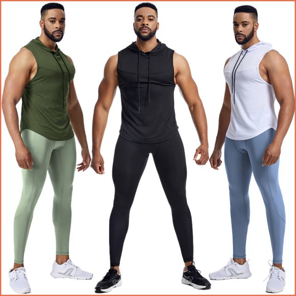 Men's Hooded Breathable Quick-dry Vest Trousers Suit - Image 8