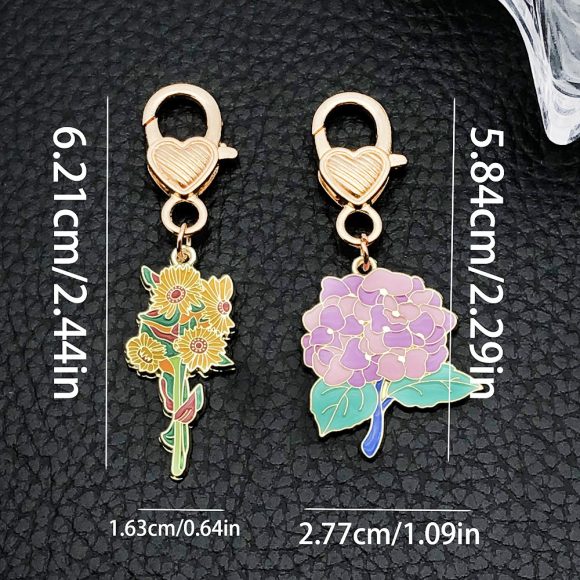 5 Oil Dripping Simulation Sunflower Carnation Bouquet Keychain - Image 3