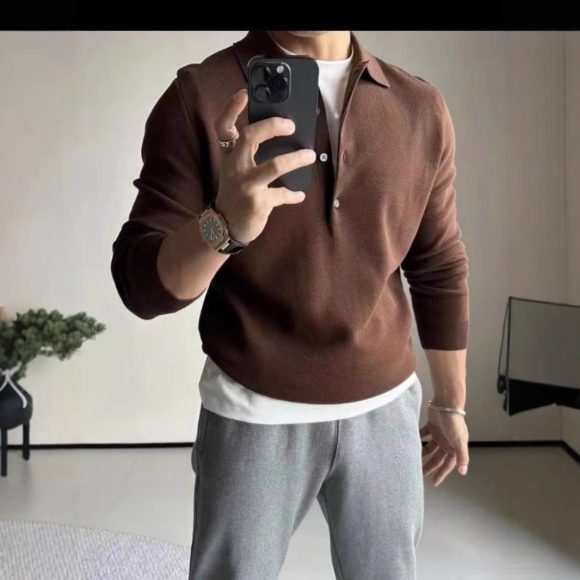Knitted Long Sleeve Casual Bottoming Shirt - Image 7