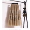 Embroidered Floral Lace Pleated A- Line Cake Dress Midi Skirt - Image 6