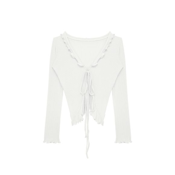 Small Coat Wave Wooden Ear Slim-fit Long-sleeved Cardigan - Image 4