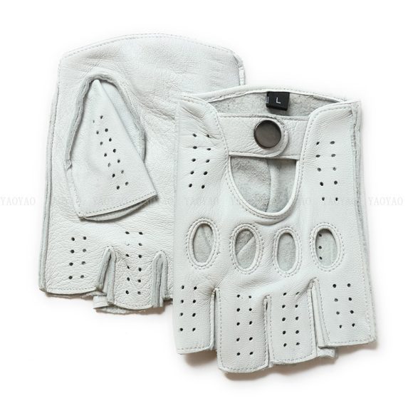 Riding Outdoor Leather Half Finger Sheepskin Gloves - Image 8