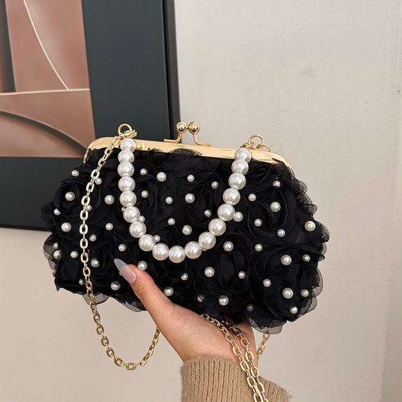 Women's Dinner Flower Clipped Button Shell Bag - Image 8