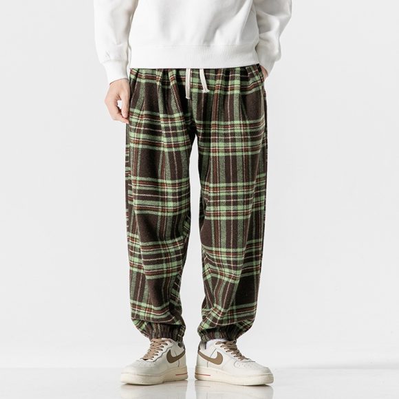 Hong Kong Style Plus Size Woolen Casual Harlan Plaid Pants - Image 7
