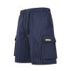 Chinese Style Summer Striped Casual Shorts Men's Loose Straight Beach Pants Shorts