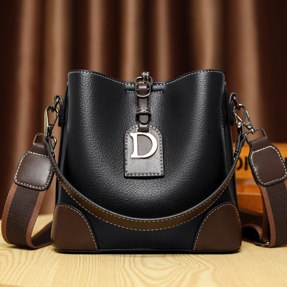 Retro Bucket Hand Shoulder Soft Leather Cross-body Bag - Image 5