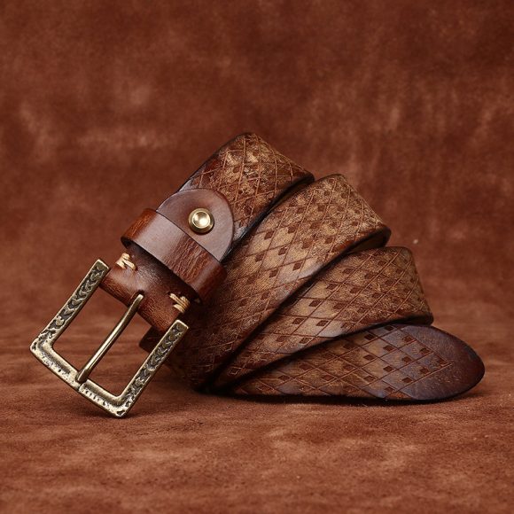 Original Diamond Carved Men's Denim Belt - Image 3