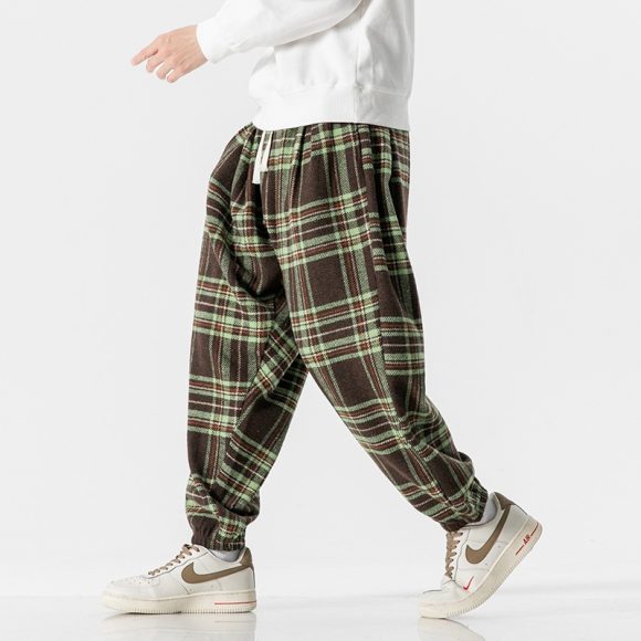 Hong Kong Style Plus Size Woolen Casual Harlan Plaid Pants - Image 6