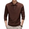 Knitwear Polo Collar Solid Color Long Sleeve Men's Sweater - Image 7