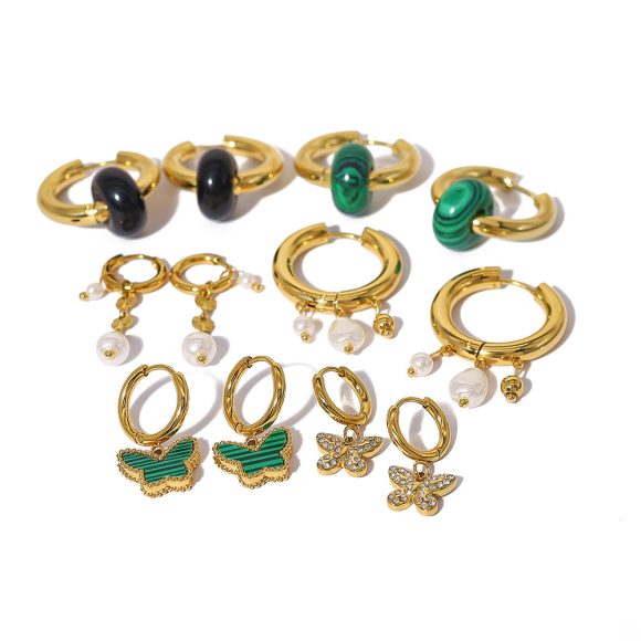 18K Gold Titanium Steel Pearl Earrings - Image 7