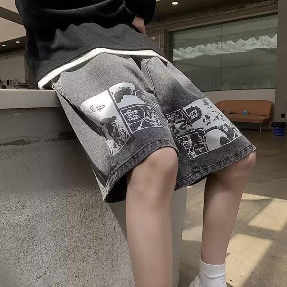 Men's Denim Shorts European Hip Hop Street Style 5-quarter Pants - Image 2