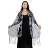 Long Sequined Embroidered Feather Shawl