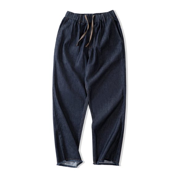 American Casual Jeans Washed Double Pleated Loose Burrs Men's Straight-leg Trousers - Image 4