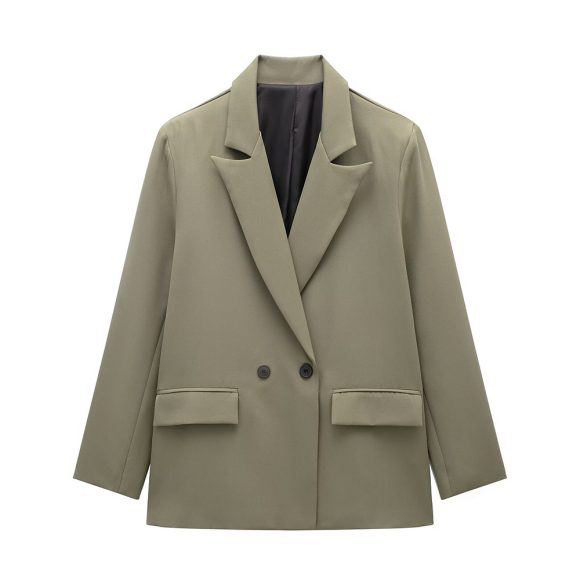 Women's Multi-color Commuter Loose Design Double-breasted Jacket - Image 9