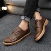 Plus Size Handsome Lace Up Casual Youth British Black Leather Shoes Men