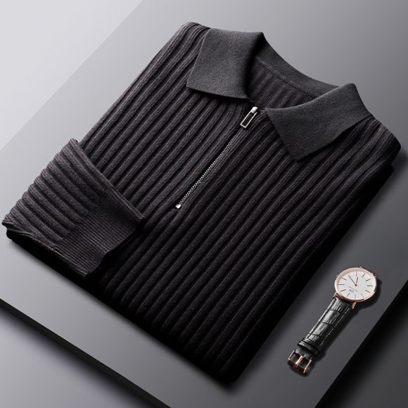Autumn And Winter Leisure Slim-fit Handsome Sweater Half Zipper Top - Image 6