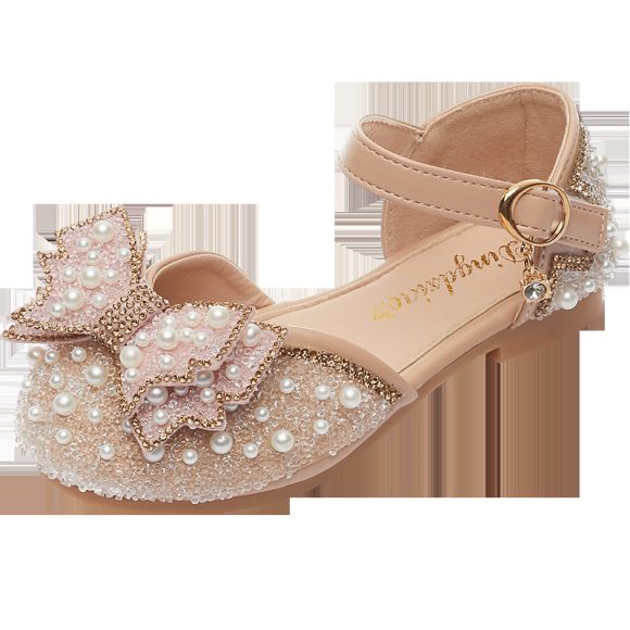 Summer Girls Pearl Bow Princess Shallow Mouth Pumps - Image 4