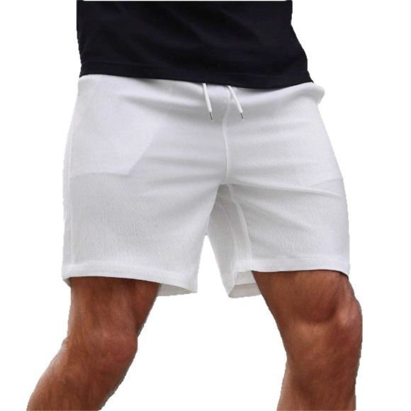 Drawstring Elastic Waist Breathable Solid Color Beach Shorts - Image 2