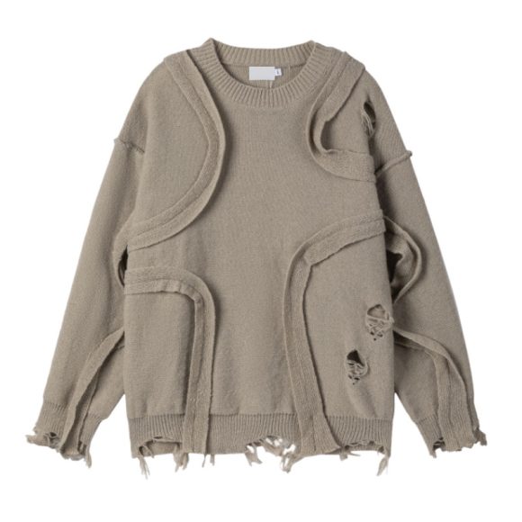 Winter New Retro Loose Fringe Design Round Neck Knitted - Image 3