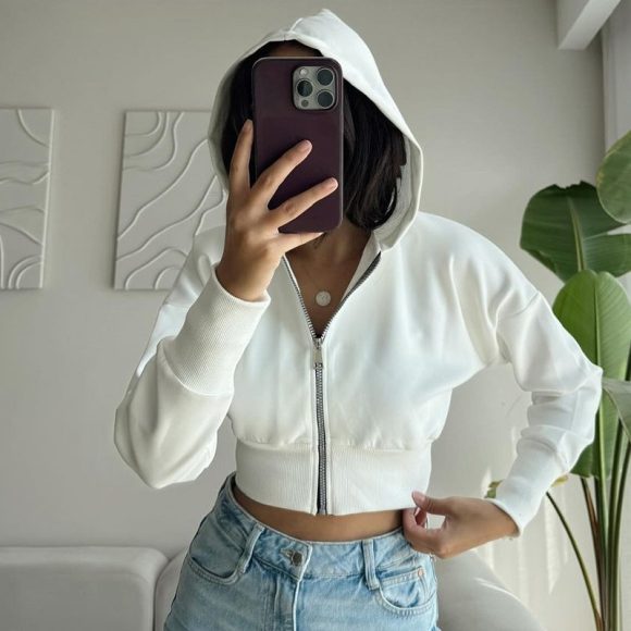 Women's Fashion Cardigan Zipper Hooded Long Sleeve - Image 2