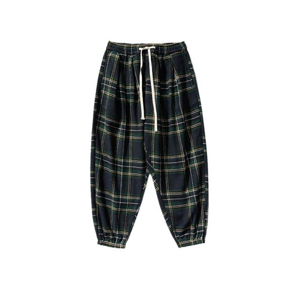 Hong Kong Style Plus Size Woolen Casual Harlan Plaid Pants - Image 4