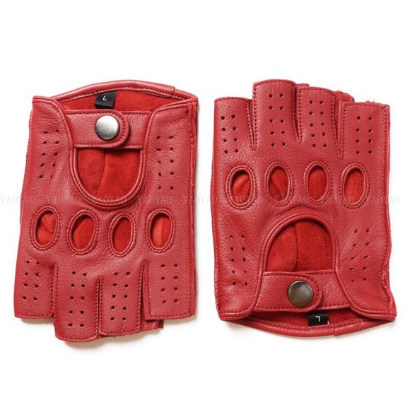 Riding Outdoor Leather Half Finger Sheepskin Gloves - Image 5
