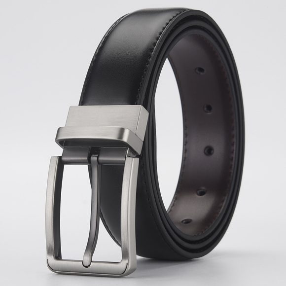 Gentleman Business Style Men's Leather Business Rotation Pin Buckle Belt - Image 4