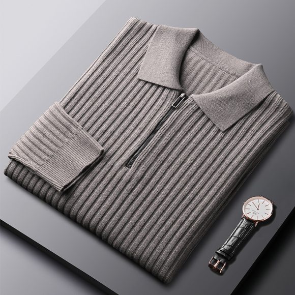 Autumn And Winter Leisure Slim-fit Handsome Sweater Half Zipper Top - Image 5