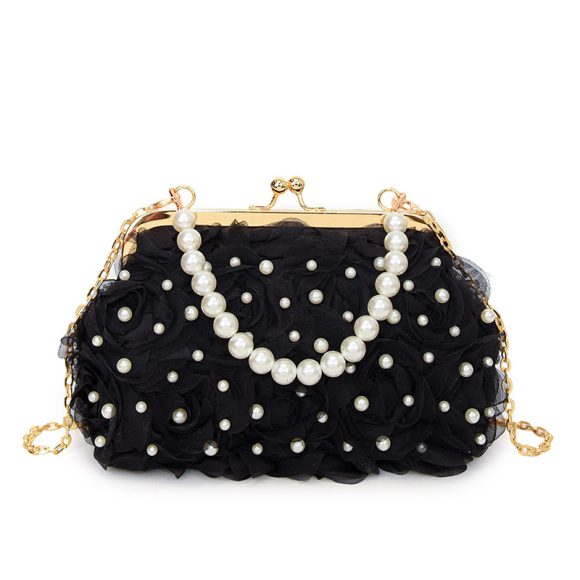 Women's Dinner Flower Clipped Button Shell Bag - Image 6