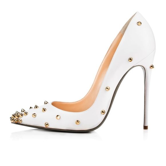 Pointed Toe Shallow Mouth Rivet Stiletto Heel Women's Shoes - Image 5