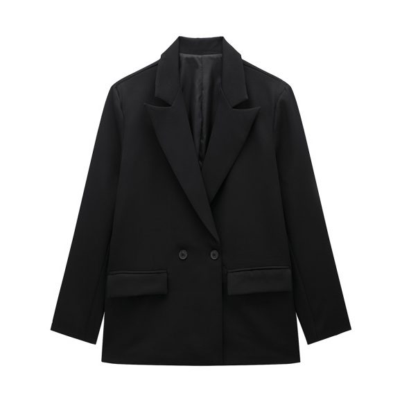 Women's Multi-color Commuter Loose Design Double-breasted Jacket - Image 2