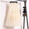 Embroidered Floral Lace Pleated A- Line Cake Dress Midi Skirt - Image 7