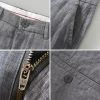 Retro Breathable Straight Yarn-dyed High Sense Linen Pants Men - Image 5