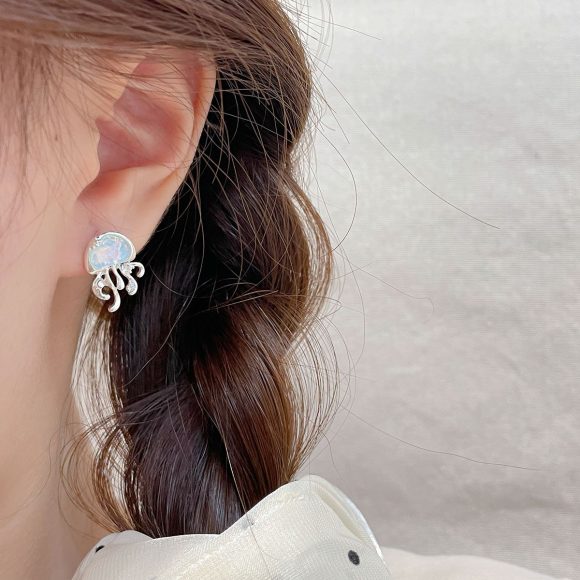 Clear Ocean Jellyfish Earrings Female Silver Needle - Image 4
